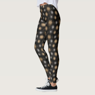 Leggings Noir Argent Doré Paillettes