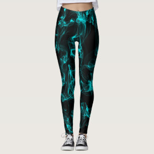 Leggings Noir avec Neon Green Liquide Motif de fumée
