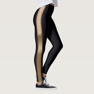 Leggings Noir avec pattes Motif à huile d'or