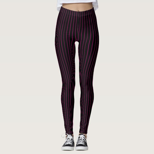 Leggings Noir avec Pinstripe rose (Devant)