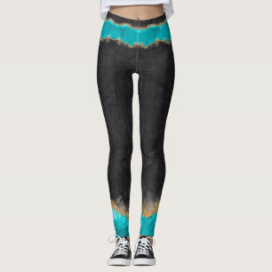 Leggings Noir avec Turquoise et or
