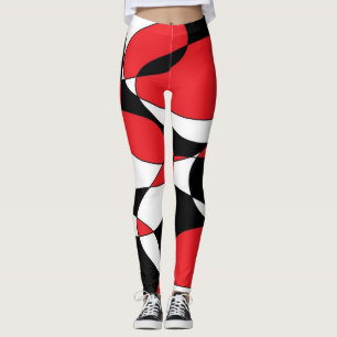 Leggings Noir, blanc et rouge elliptique
