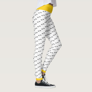 Leggings Noir & Blanc Fou Poulet Pied Imprimés Pop Jaune