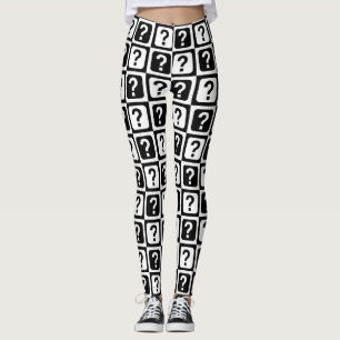 Leggings Noir blanc Question Mark Riddle Block Monogramme