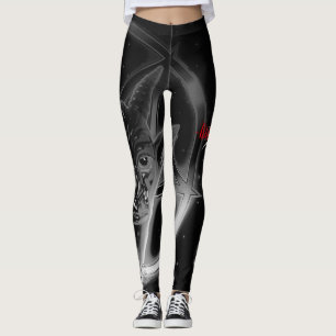Leggings noir de guêtres de baphomet de pentagone étoilé