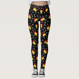 Leggings Noir de tintement du carillon et de Noël d'étoiles