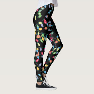 Leggings Noir des lumières de Noël en bande