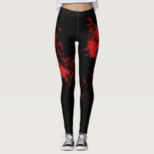 Leggings Noir éclaboussé par rouge