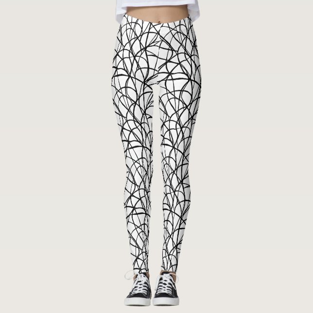 Leggings Noir et blanc Art contemporain (Devant)
