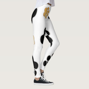 Leggings Noir et blanc canin bronzage d'empreinte de patte