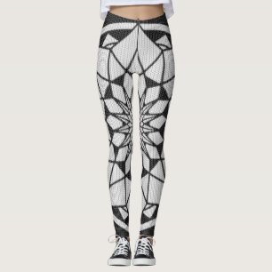 Leggings Noir et blanc de tricotage de mandala d'étoile