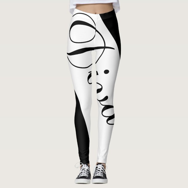 Leggings Noir et blanc féminin (Devant)