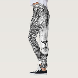 Leggings Noir et blanc guêtres lion de schéma