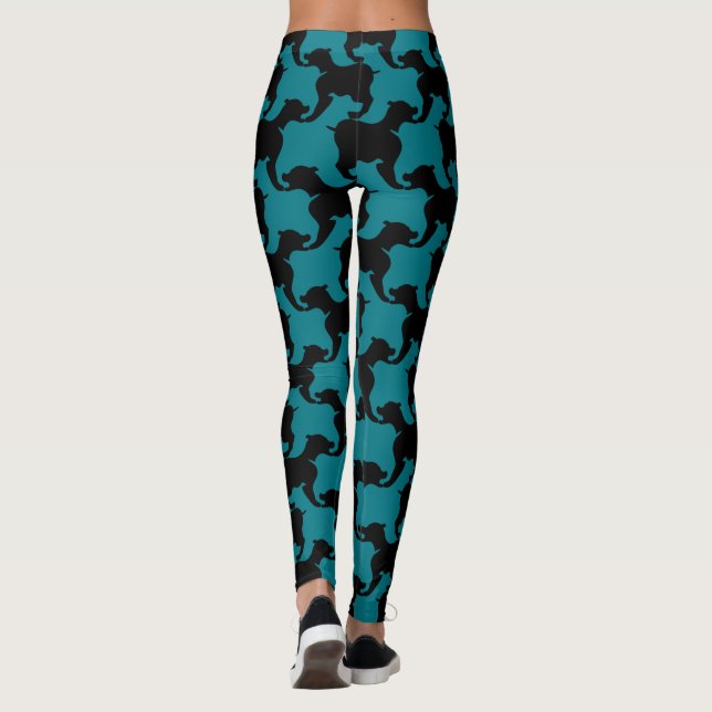 Leggings Noir et choisir la couleur Houndstooth chiens legg (Dos)