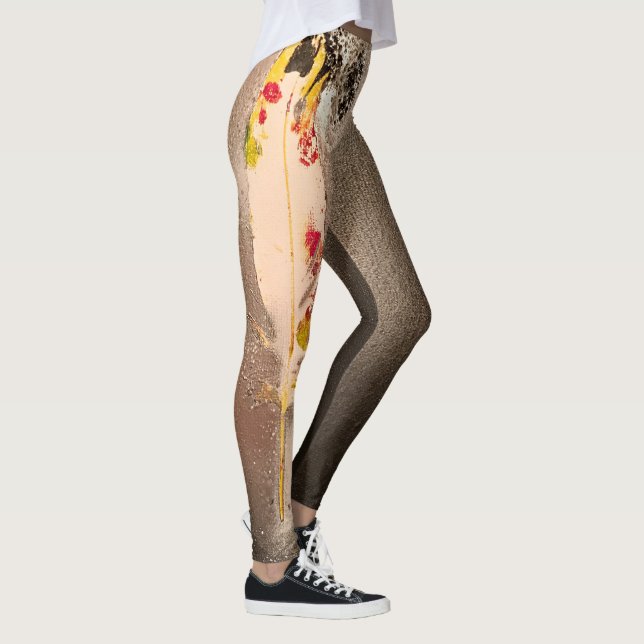 Leggings Noir et guêtres texturisées de plume d'argent (Droite)