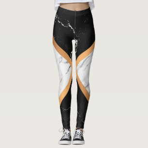 Leggings Noir et Marbre blanc