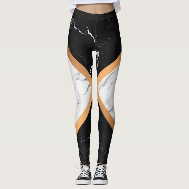 Leggings Noir et Marbre blanc (Devant)