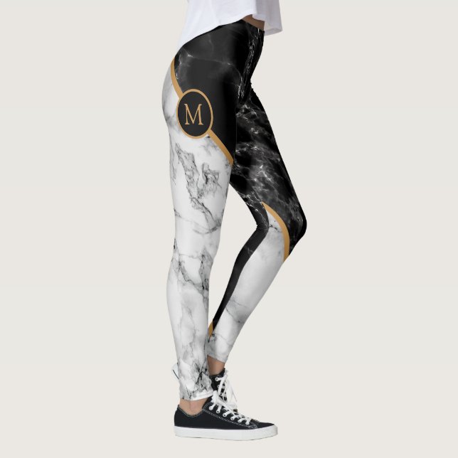 Leggings noir et Marbre blanc Votre lettre (Droite)