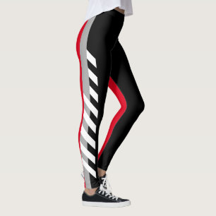 Leggings Noir, guêtres de rayure de Grey'ne Red
