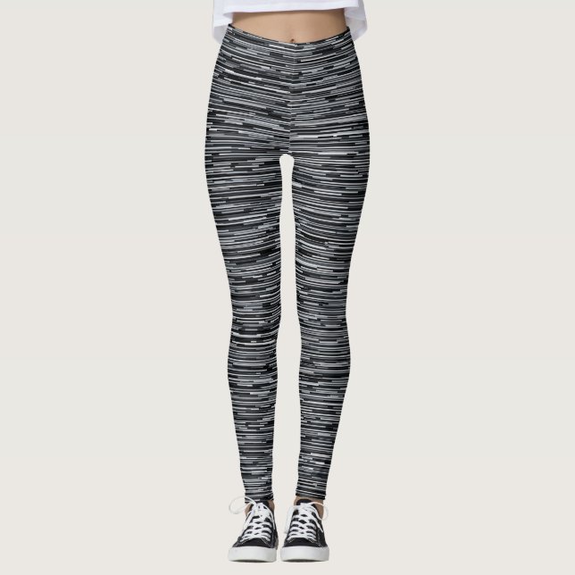 Leggings Noir horizontal et blanc (Devant)