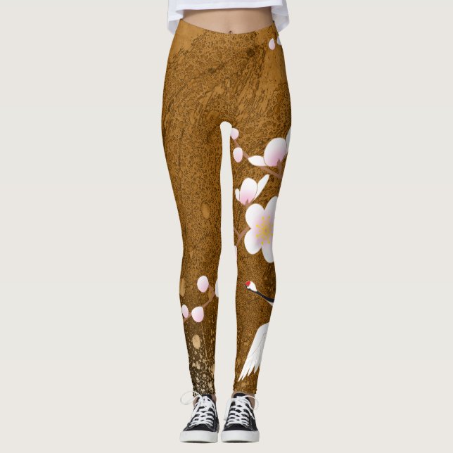 Leggings Noir japonais de Leggins de Patern D de kimono (Devant)