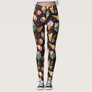 Leggings Noir modelé lunatique de guêtres de crème glac