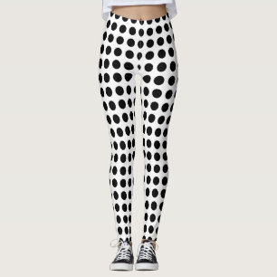Leggings Noir sur Blanc Moyen Taille Pois horizontaux