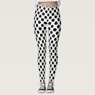 Leggings Noir sur blanc Pois de taille moyenne