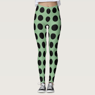 Leggings Noir sur mer Noire Vert Grand Horiz. Pois