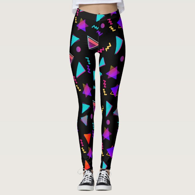 Leggings Noir tendance des années 80 (Devant)