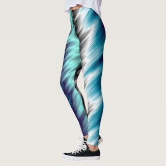 Leggings Noir Turquoise violet et blanc Abstrait 2