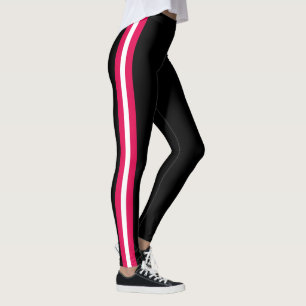 Leggings noires avec rayure latérale rouge personn
