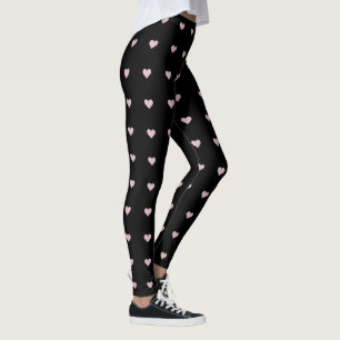 Leggings Noirs Au Coeur Rose Leggings pour femme