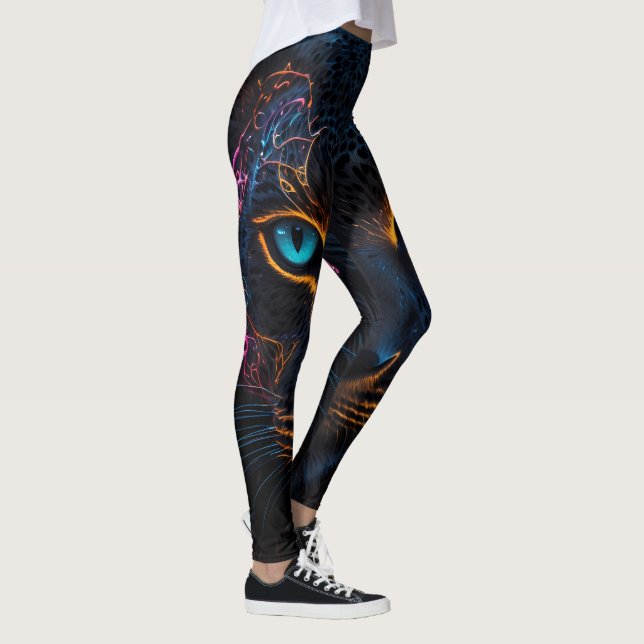 Leggings noirs de Neon Leopard (Droite)
