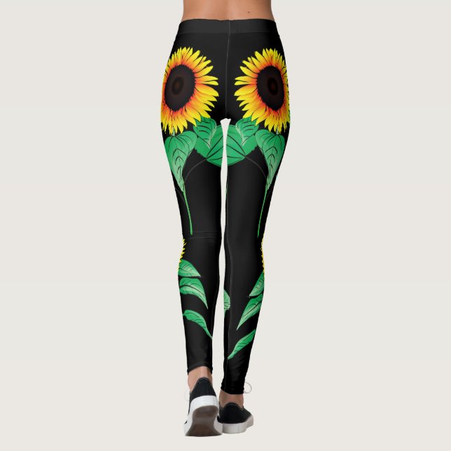 Leggings noirs de tournesol (Dos)