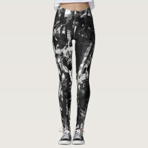 Leggings noirs et blancs avec Graffiti Art imprimé
