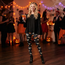 Leggings noirs, orange et crème Spooky Chic