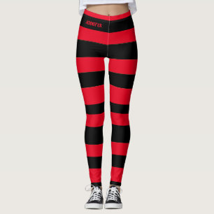 Leggings Nom à rayures rouge et noir tendance