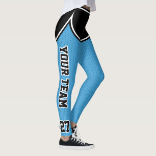Leggings Nom de l'équipe sportive Noir Lt Blue Dot Shorts