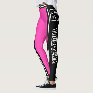 Leggings Nom de l'équipe sportive Numéro Black Hot Pink ray