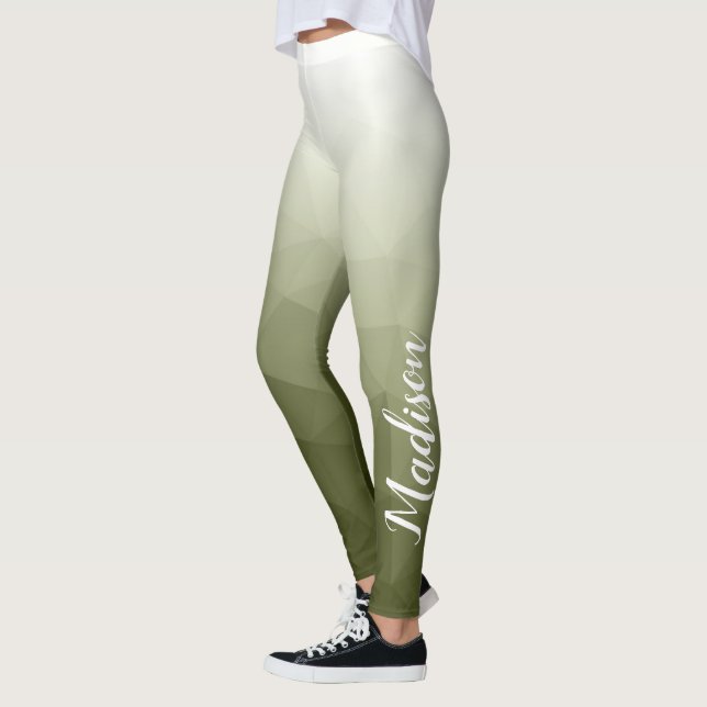 Leggings Nom du Motif de maillage de géométrie verte de l'a (Gauche)