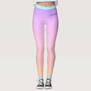 Leggings Nom en bleu sur rose clair et orange dégradé