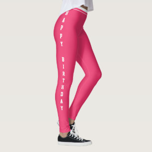 Leggings Nom personnalisé Athleisure rose moderne d'anniver