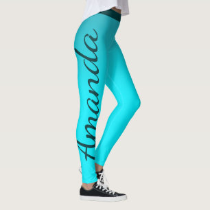 Leggings Nom personnalisé bleu brillant