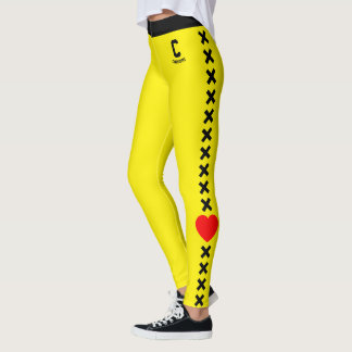 Leggings Nom personnalisé motif jaune noir rouge Amour