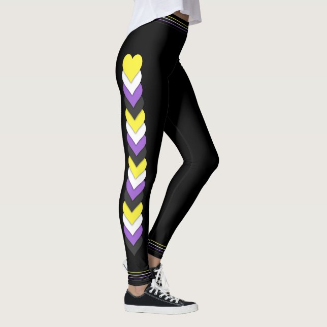 Leggings Non-binary pride flag hearts and stripes (Droite)