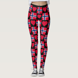 Leggings Norvège Drapeau Coeur Motif Patriotique Norvégien