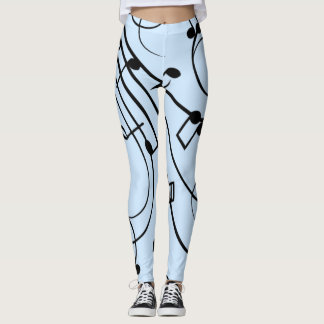 Leggings Notes de musique fantaisie Bleu