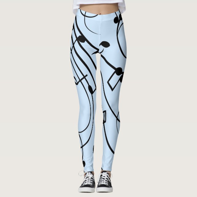Leggings Notes de musique fantaisie Bleu (Devant)
