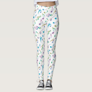 Leggings Notes en pastel de musique d'arc-en-ciel sur les